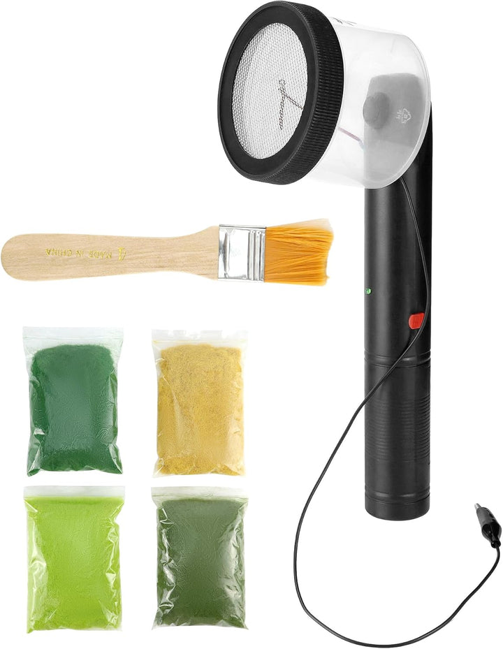QWORK® Mini Grass Beflockung Applikator - mit 4 Farben Modellbau Gras und Reinigungsbürste - für DIY