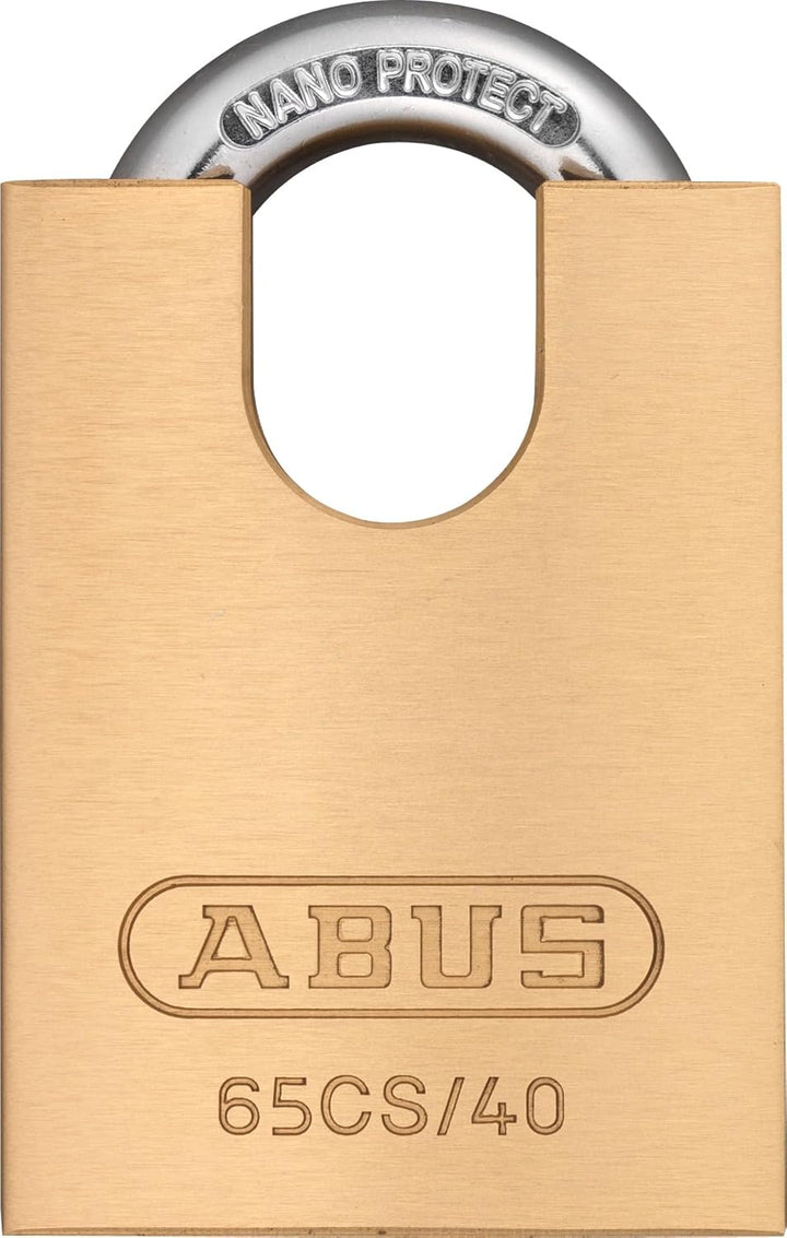 ABUS Vorhängeschloss Messing 65CS/40 - Schlosskörper aus Messing - gehärteter Stahlbügel und Bügelsc