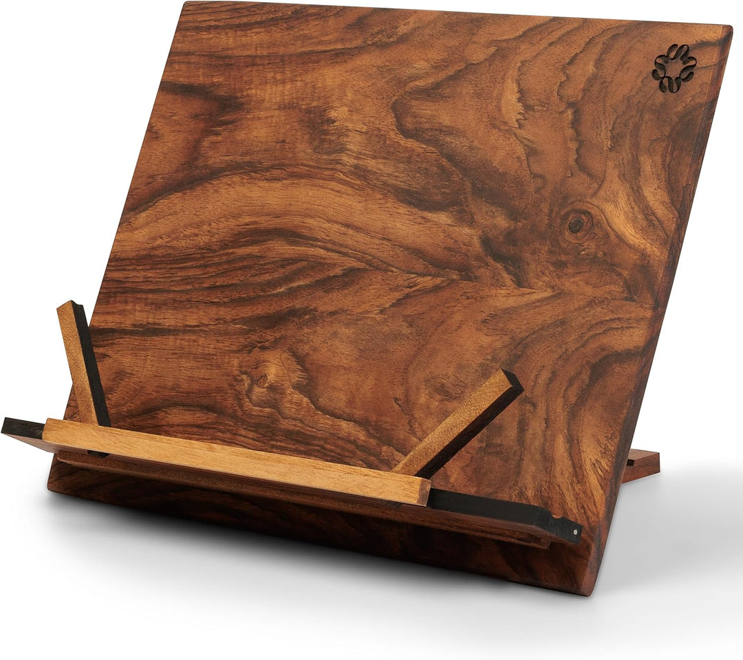TILISMA-Handgefertigter Kochbuchhalter aus Holz-Buchhalter aus Nussbaumholz für freihändiges Lesen -
