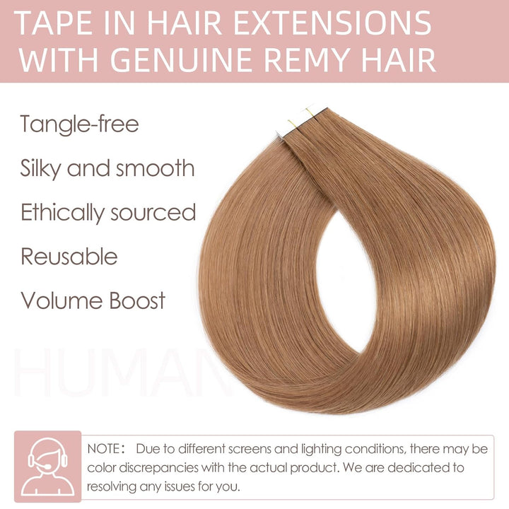Silk-co Tape Extensions Echthaar 20stk, Haarverlängerung Tape in Extensions Echthaar, Remy Haarexten