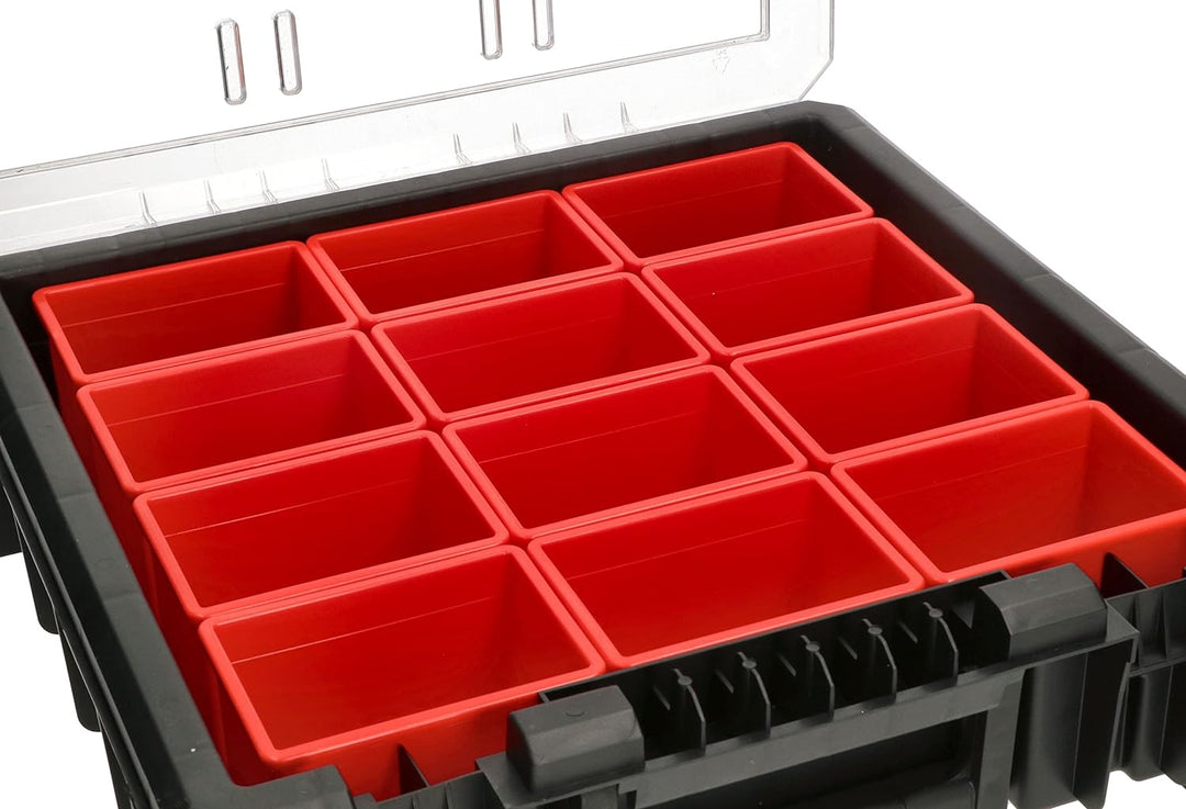 KOTARBAU® Tragbarer Sortimentskasten WRC 39x40x11 cm Aufbewahrungsbox mit Kammern aus Polycarbonat H
