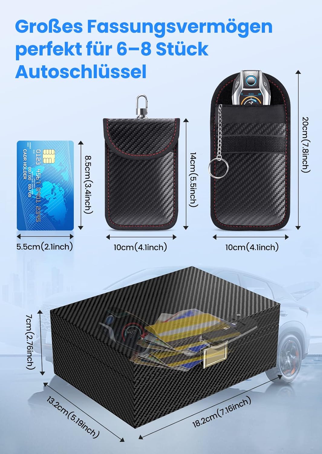 Lanpard Keyless Go Schutz Autoschlüssel Box, Faraday Box & Faradayschutzhülle (2 STK) für Sicheren S