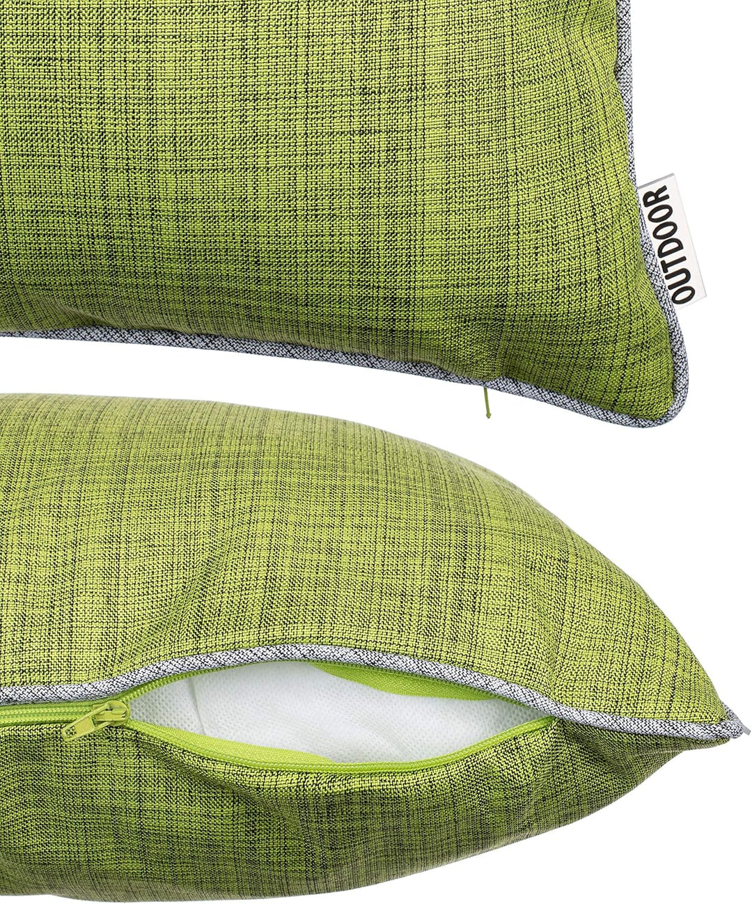 Brandsseller Kissen 2er-Set 45x45 cm Outdoor Garten Dekokissen mit Paspel - Leinenoptik Uni Schmutz-