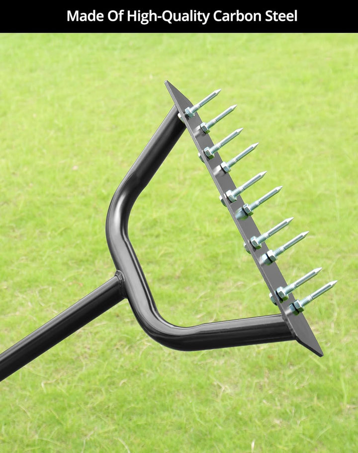 QWORK® Aerifizierer Für Rasen, Rasenspiessbelüfter mit T-Griff, zum Auflockern des Bodens, 84 cm