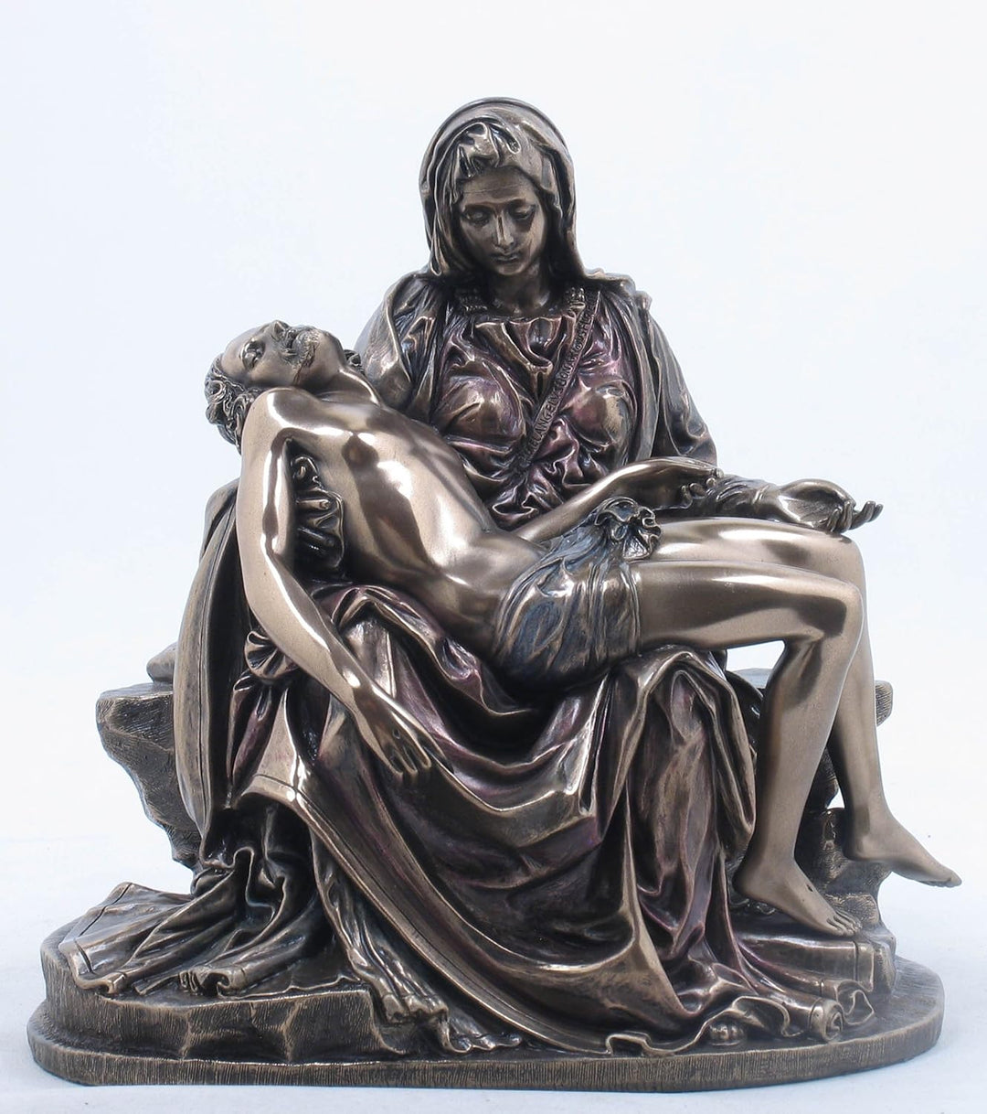 US Michelangelo Pieta-Skulptur aus brüniertem Bronze, 15,5 cm