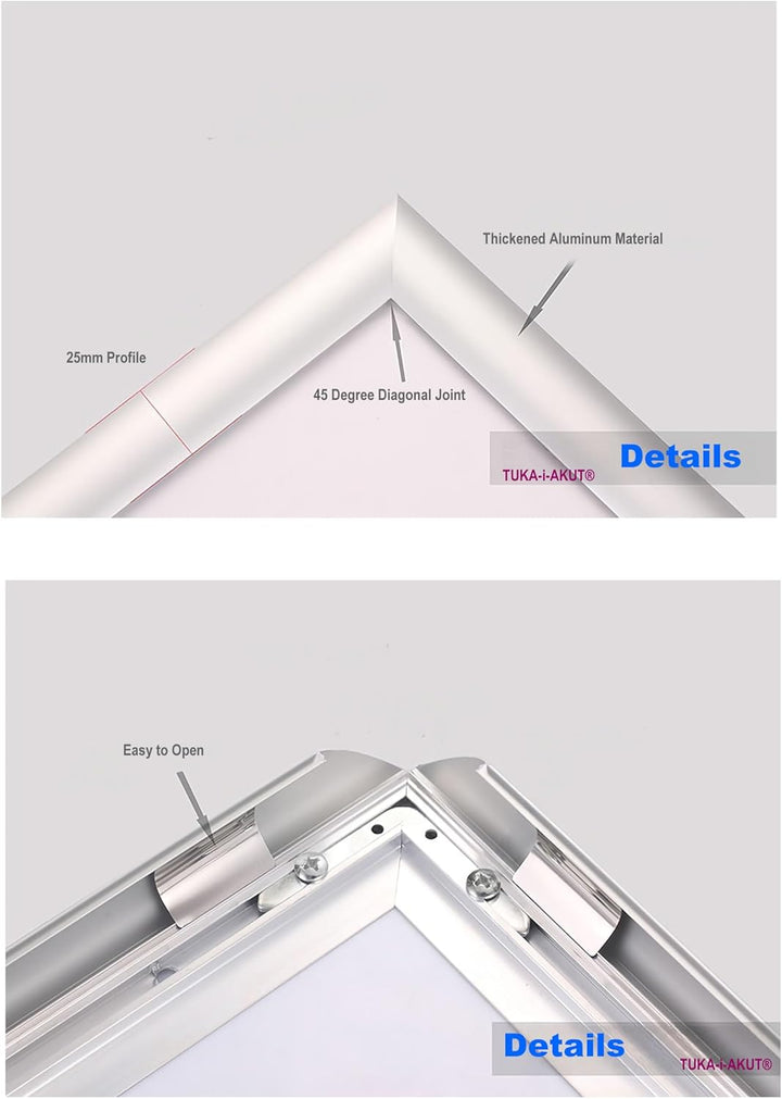 TUKA-i-AKUT 5er A1 Klapprahmen aus Aluminium 25 mm Profil, Plakatrahmen Wechselrahmen Poster Rahmen
