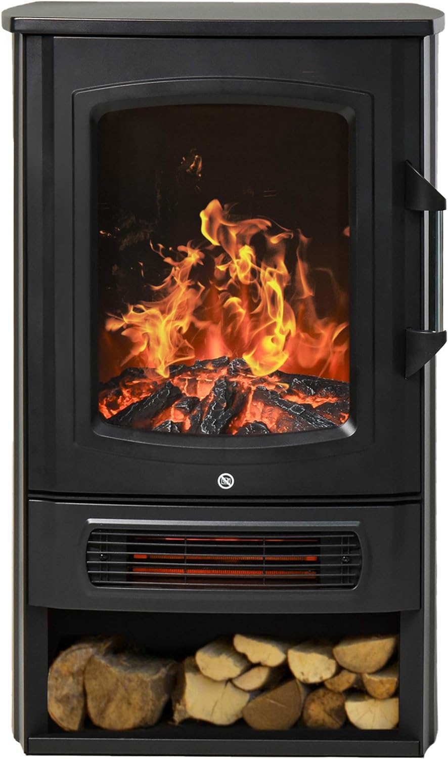 HOMCOM Elektrokamin E-Kamin mit Flammeneffekt Thermostat Kaminofen 1000 W/2000 W, 20–25 qm, Schwarz