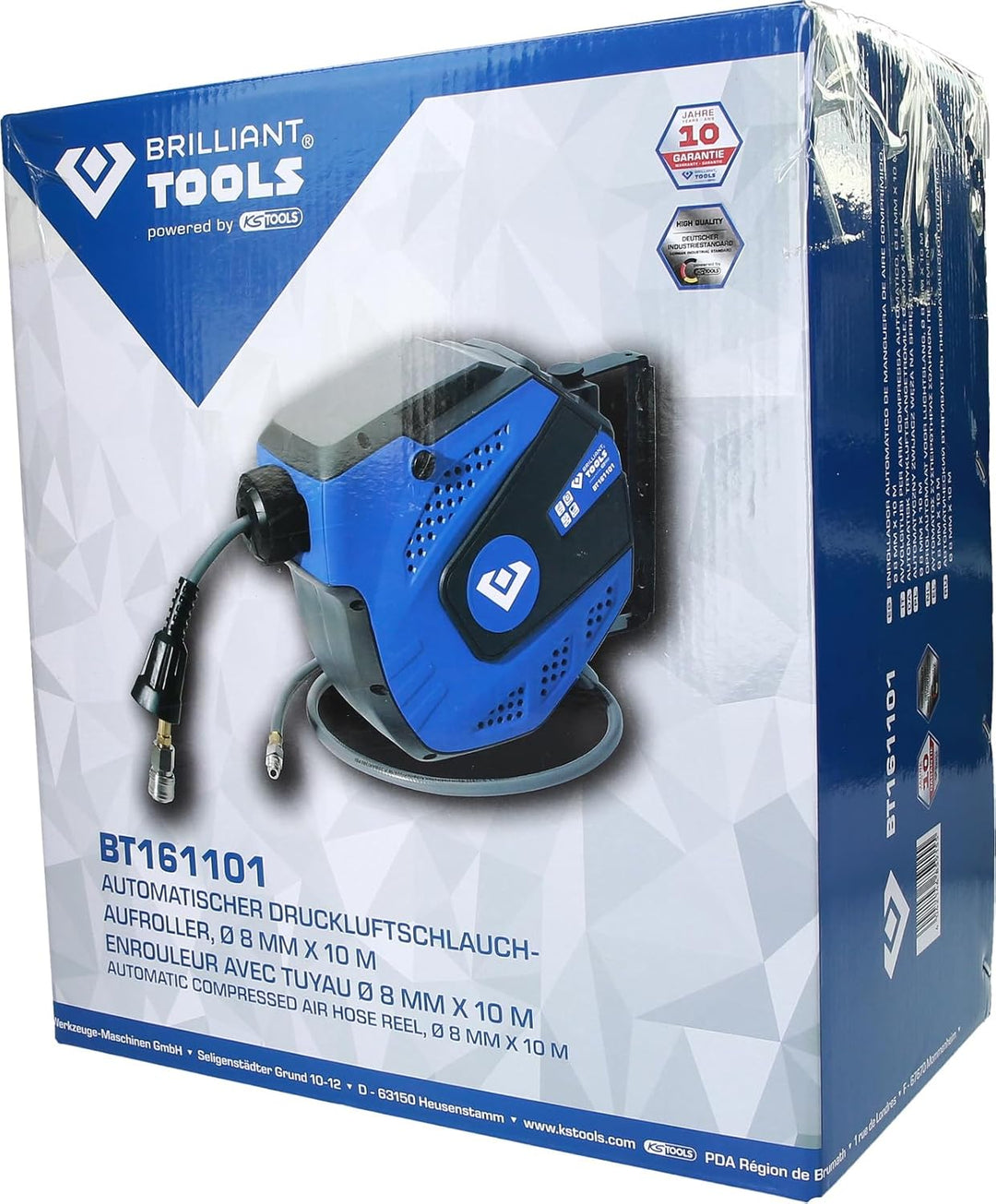 BRILLIANT TOOLS BT161101 Automatischer Druckluftschlauch-Aufroller, Ø 8 mm x 10 m [Powered by KS TOO