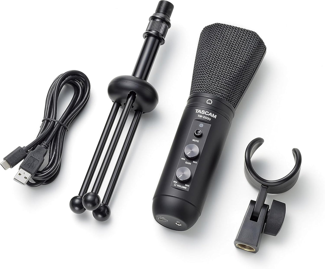Tascam TM-250U - USB-Kondensatormikrofon mit Kopfhöreranschluss für Direktabhören - Ideal für Videok