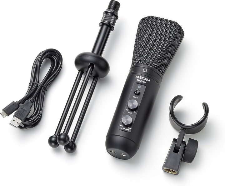 Tascam TM-250U - USB-Kondensatormikrofon mit Kopfhöreranschluss für Direktabhören - Ideal für Videok