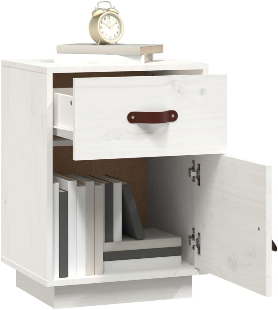 FIRBNUS Bedside Table Nachtkonsole Beistelltisch mit Stauraum Night Stand Nachttische 2er Set Weiss