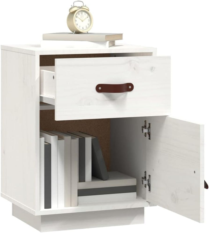 FIRBNUS Bedside Table Nachtkonsole Beistelltisch mit Stauraum Night Stand Nachttische 2er Set Weiss