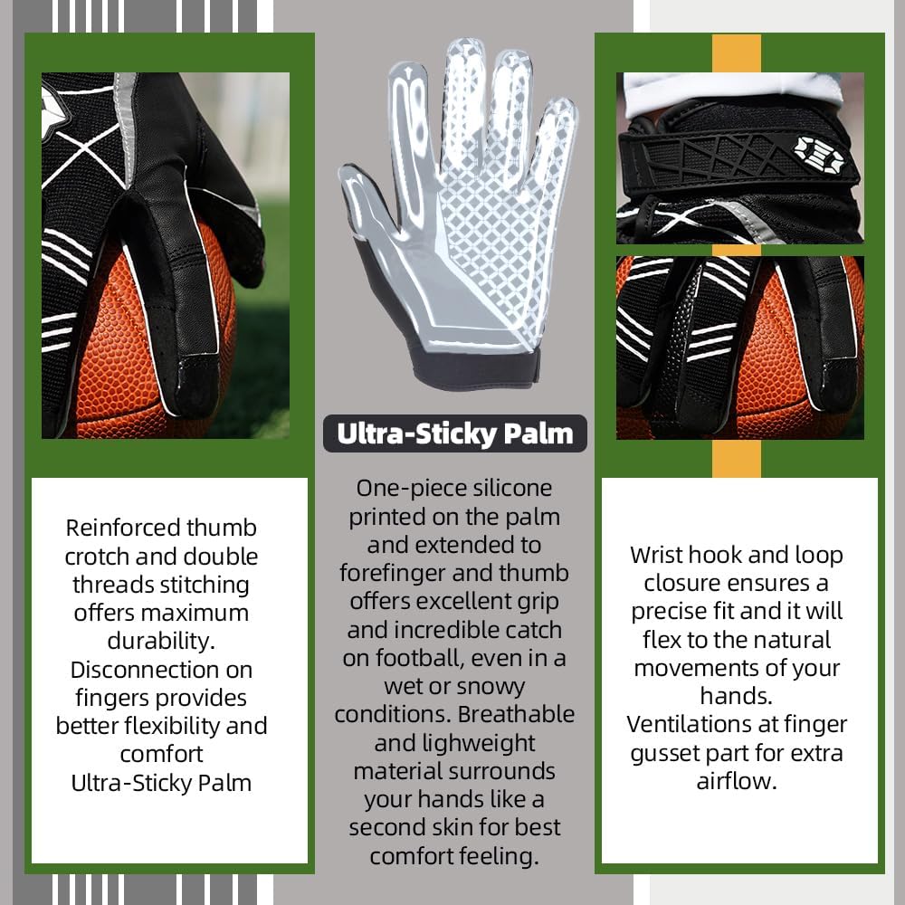 Seibertron Pro 3.0 Elite Ultra-Stick Sports Receiver/Empfänger Handschuhe American Football Gloves J