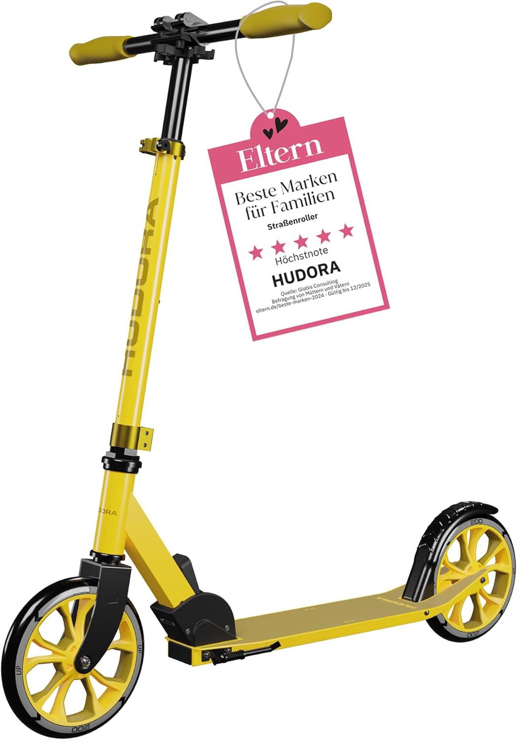 HUDORA Scooter Up 200 - Geräuscharmer Aluminium-Roller für bis zu 100kg - Höhenverstellbarer & zusam