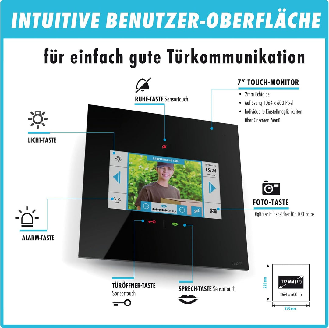 m-e iP Video-Türsprechanlage RFID anthrazit/schwarz | Aluminium Aussenstation für 1-Familienhaus | 7