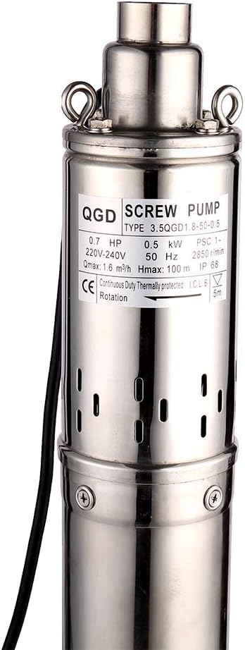 SHYLIYU Tiefbrunnenpumpe 220V Tauchpumpe Edelstahl Tauchpumpe oder Hauswasserwerk und Garten (0.5KW