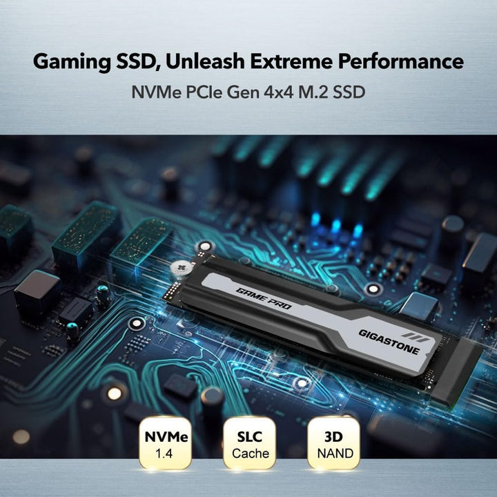 Gigastone M.2 SSD 4TB mit Kühlkörper Optimiert für PS5 NVMe SSD M.2 2280 PCIe Gen4 Ultraschnelle Int