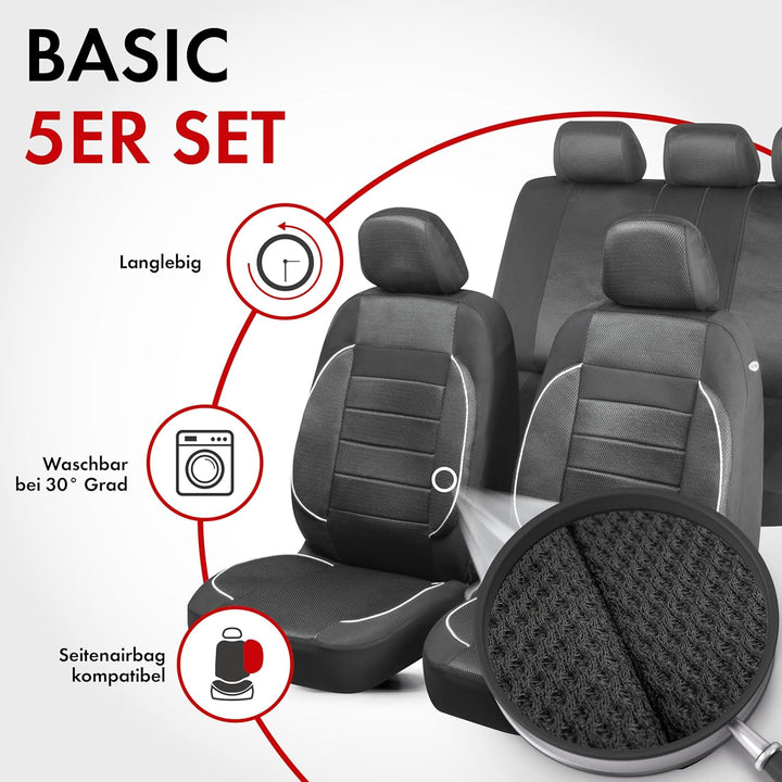 Walser Auto Sitzbezug Rover mit Reissverschluss, Zipp-IT Premium Schonbezüge Auto, Komplettset, 2 Vo