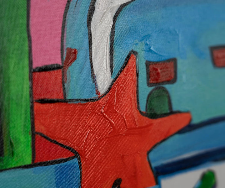 YS-Art Pop Art Abstrakt Acryl Gemälde auf Leinwand Farbenfrohe Welt handgemalt Wandbilder Wohnzimmer
