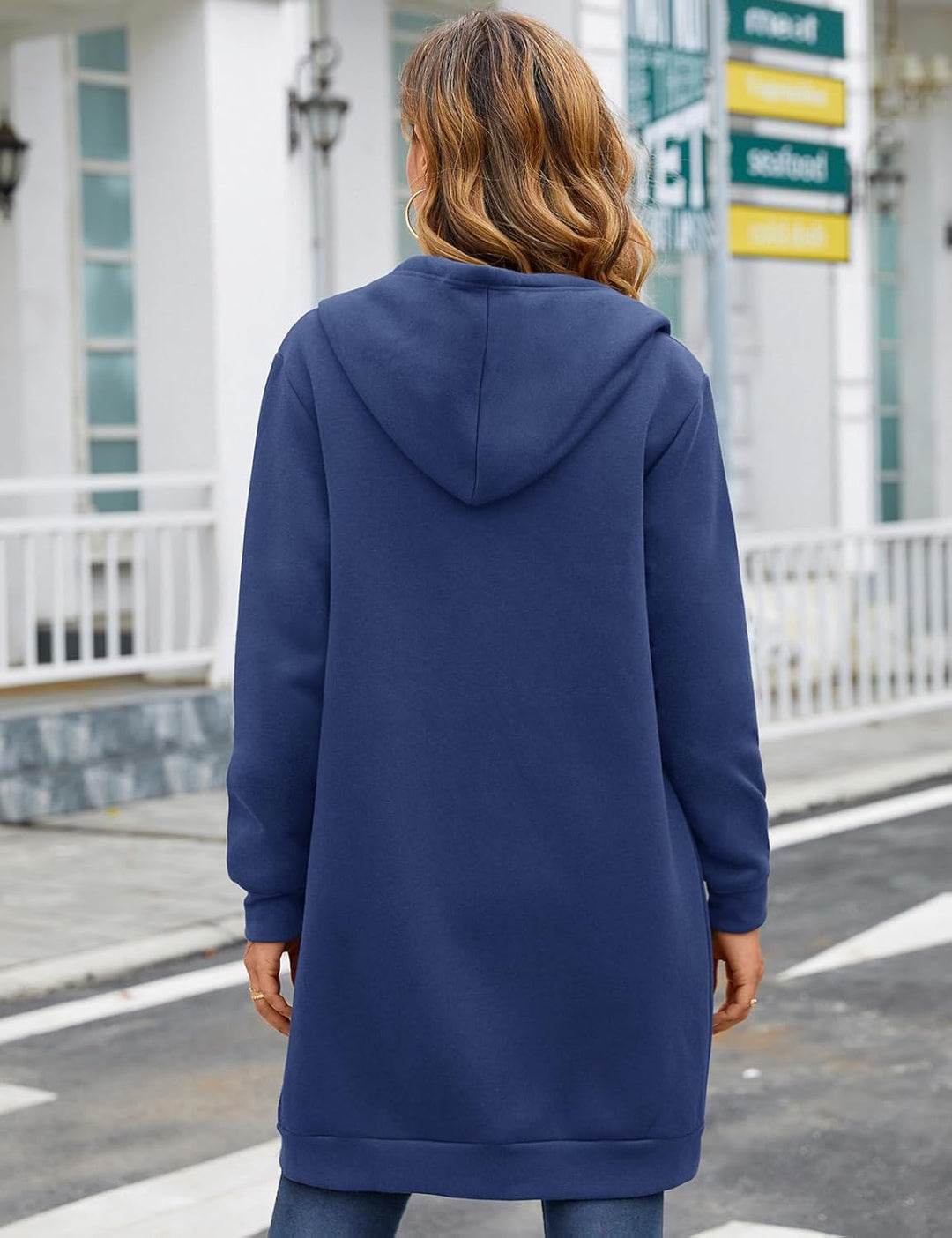 RITOSTA Damen Hoodie Fleecejacke Kapuzenjacke mit Zip Winterjacke Lang Sweatjacke Warme Plüschjacke
