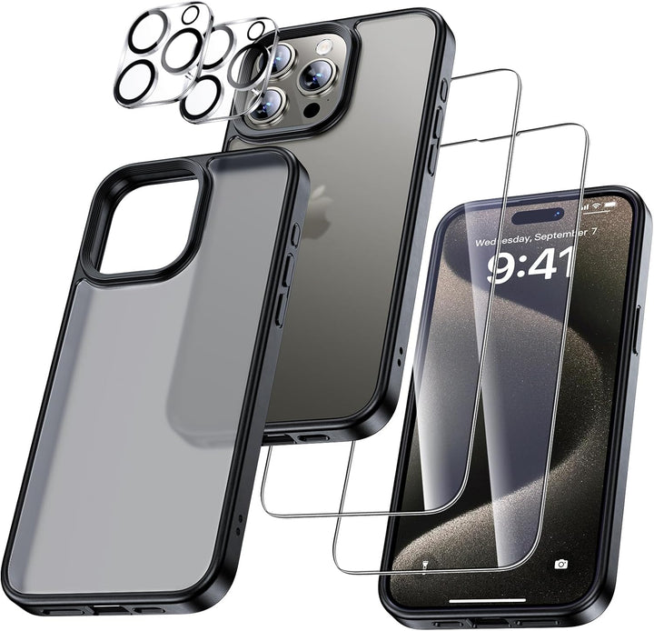 UniqueMe für iPhone 15 Pro Hülle, 5-in-1-Set Handyhülle für iPhone 15 Pro Case Rundumschutz Schutzhü
