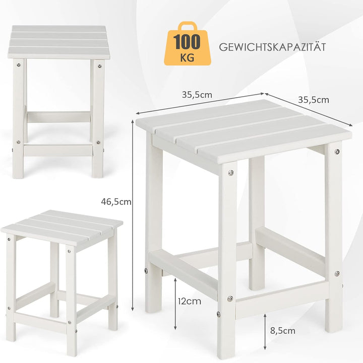 COSTWAY Beistelltisch, Kleiner Gartentisch aus UV-beständigem Kunststoff, Balkontisch wetterfest, fü