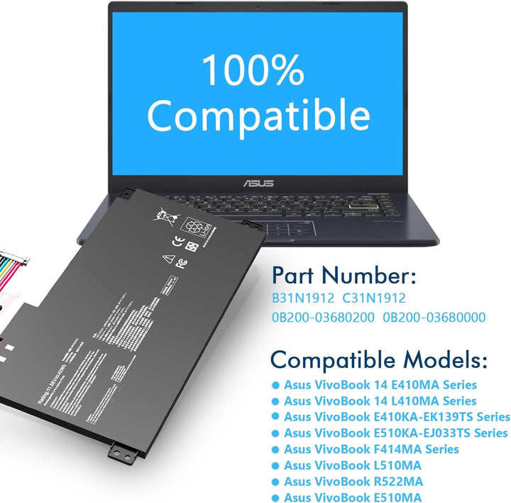 C31N1912 B31N1912 Laptop Akku kompatibel mit VivoBook 14 E410MA E410M E410MA-EK007TS E410MA-EK026TS