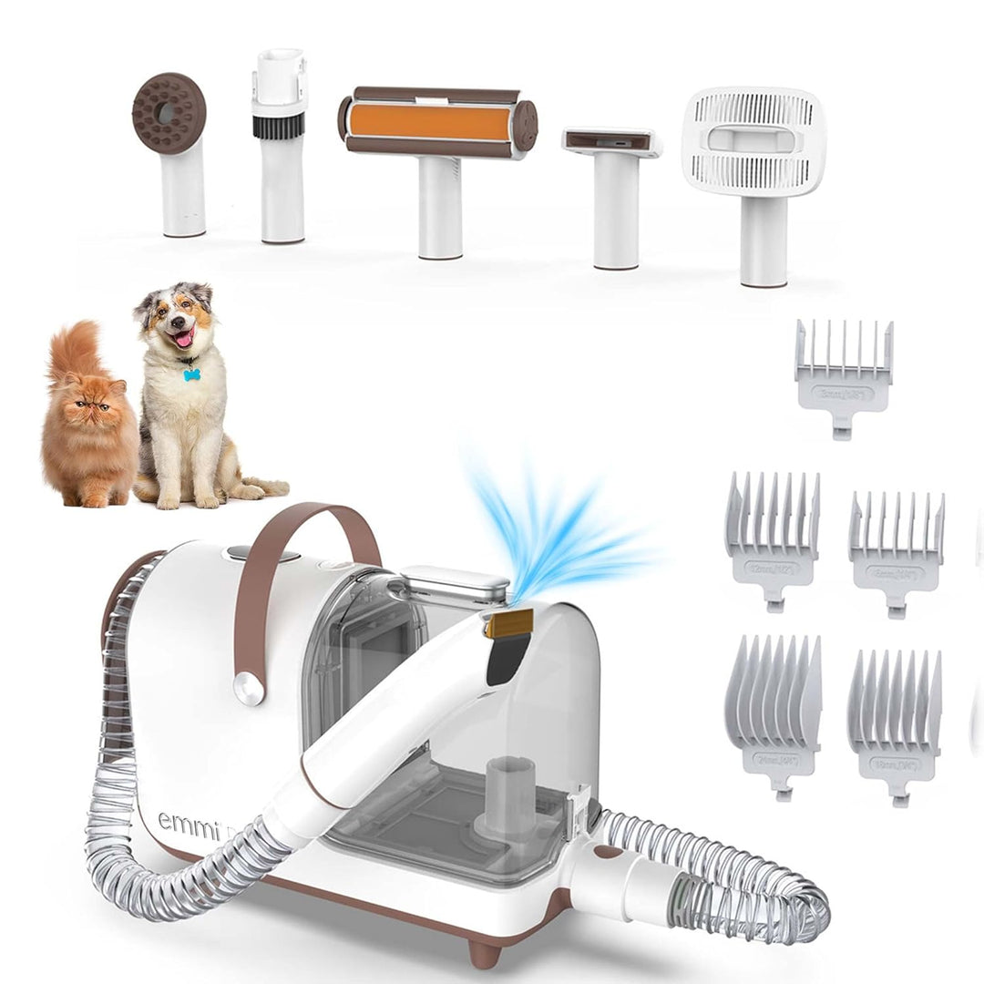 emmi-pet Grooming Kit Home - 6in1 Hundeschermaschine mit Staubsauger | Dreifachnutzung mit Schermasc