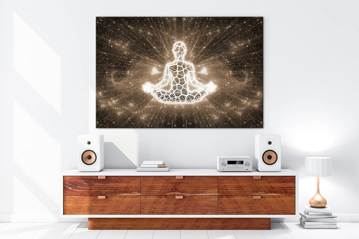 deyoli Yoga Meditation Format: 120x80 Effekt: Sepia als Leinwandbild, Motiv fertig gerahmt auf Echth