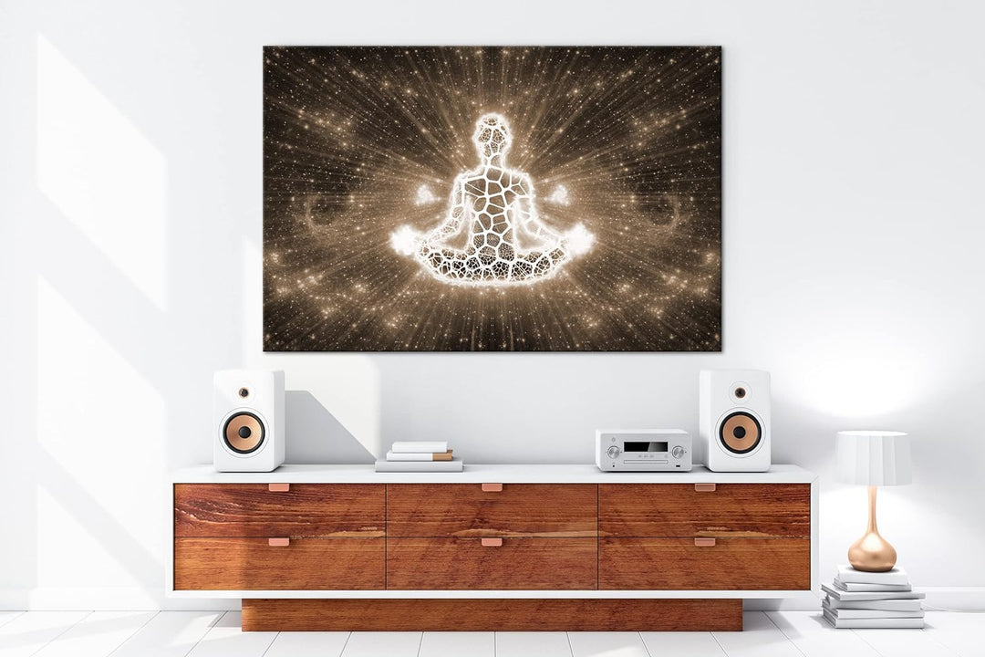 deyoli Yoga Meditation Format: 120x80 Effekt: Sepia als Leinwandbild, Motiv fertig gerahmt auf Echth