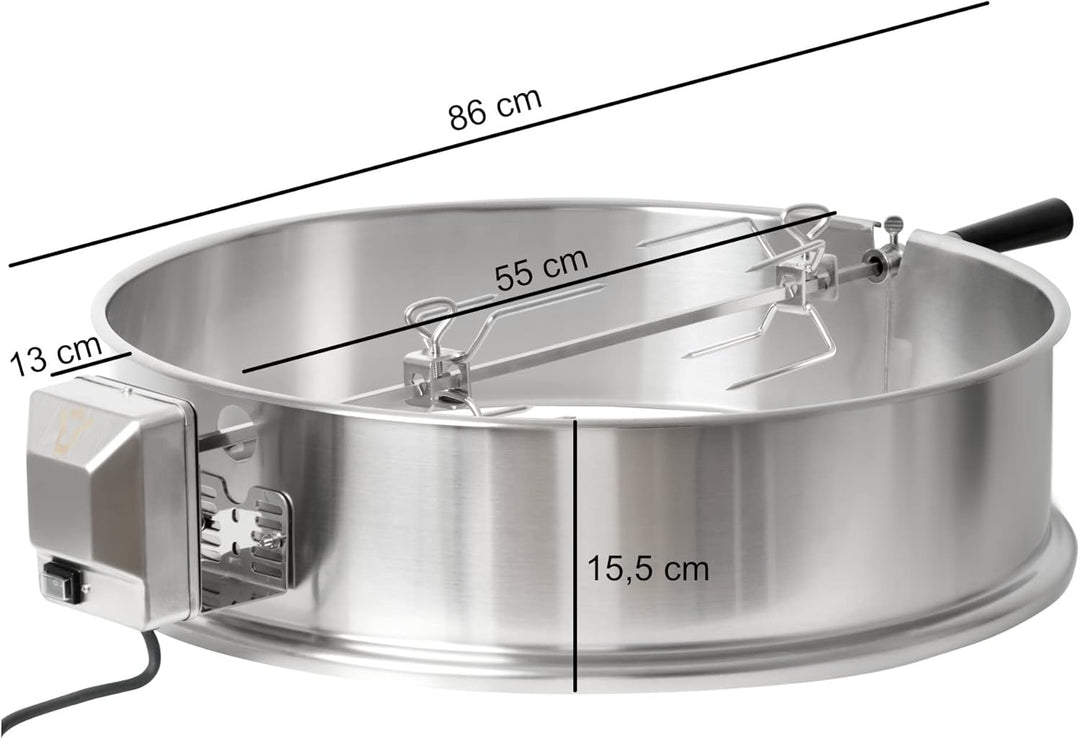 BBQ-Toro Edelstahl Grillspiess Set für 57 cm Kugelgrill, Rotisserie, Drehspiess für Holzkohle