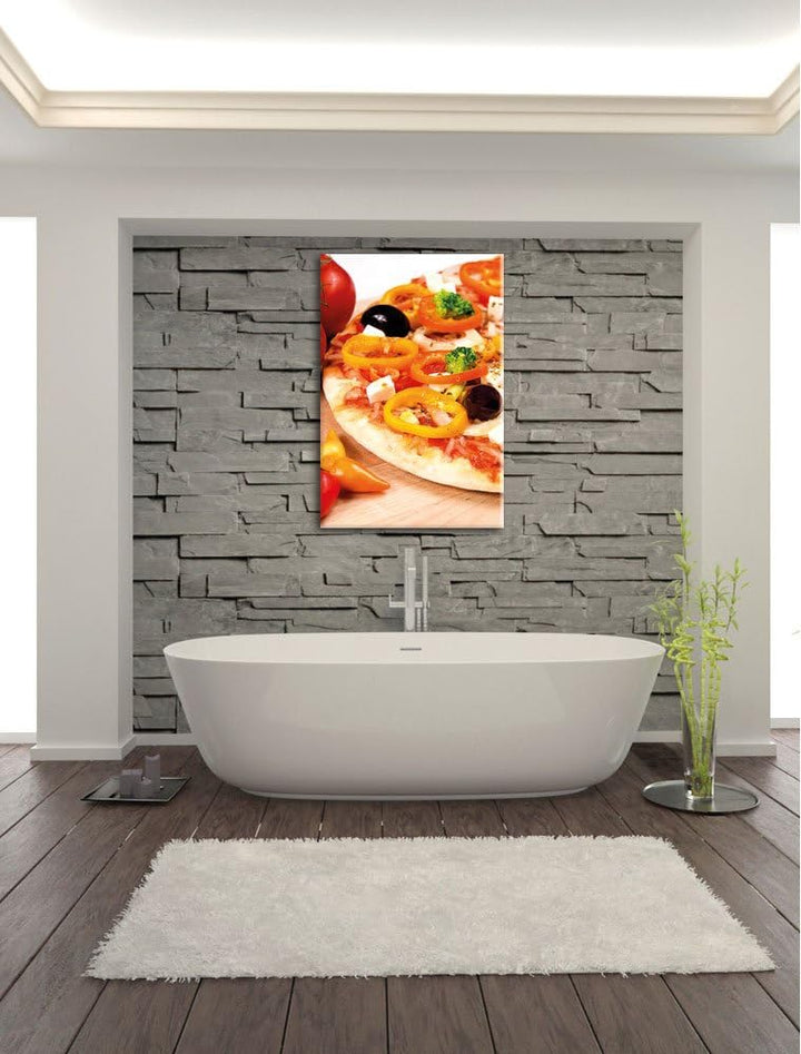 Pizza aus Italien, Format: 100x70 auf Leinwand, XXL riesige Bilder fertig gerahmt mit Keilrahmen, Ku