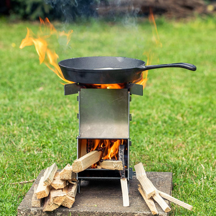 BBQ-Toro Raketenofen Rakete #5 | Rocket Stove Stecksystem aus massivem 2-mm-dickem Stahl | Ofen zum