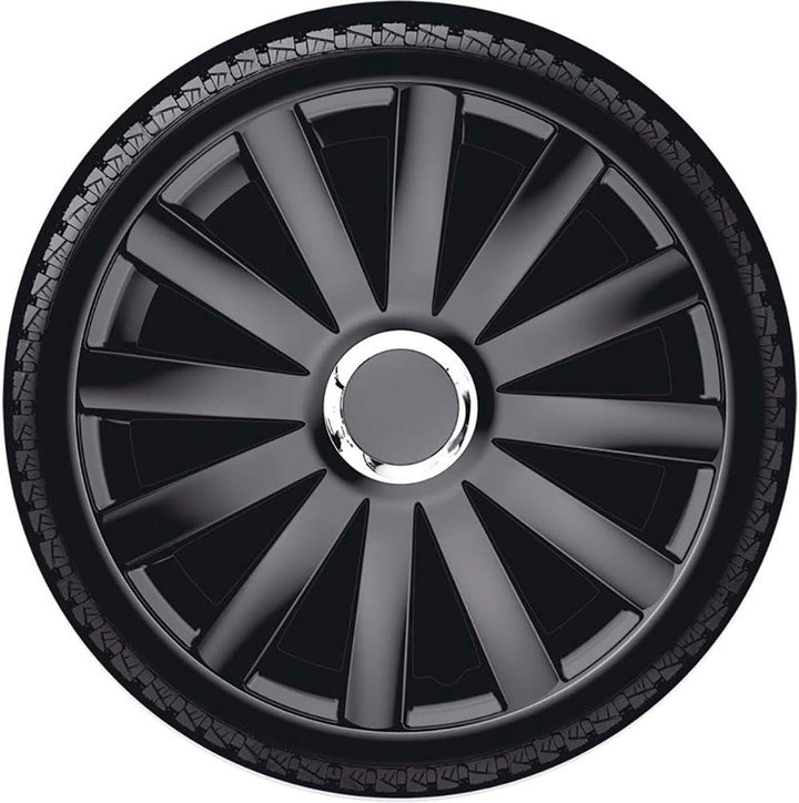 AUTO-STYLE Satz Radzierblenden Spyder 17-Zoll Schwarz + Chrom Ringen 17-inch Schwarz + Chrom Ringe,