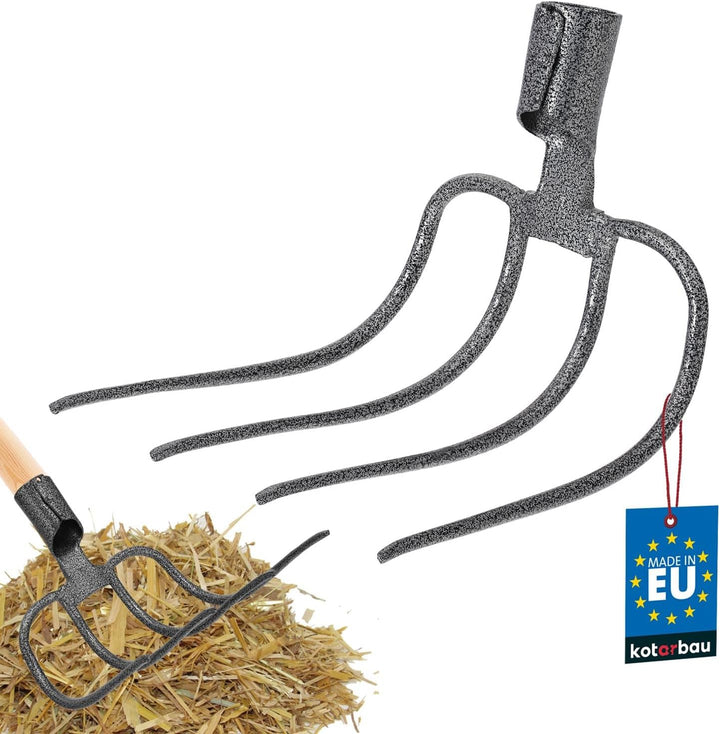 KOTARBAU® Dunghacke Forke 4 Zinken Heugabel Mistgabel Mistforke Gartengabel Gartenforke Dunggabel Sp