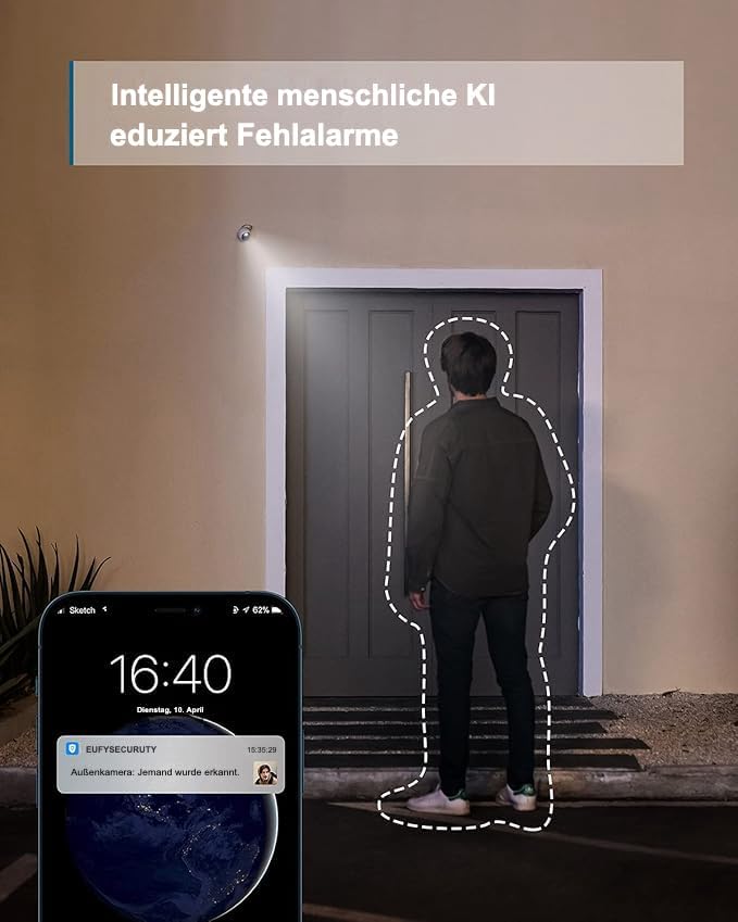 eufy Security Solo OutdoorCam C22, All-in-One eigenständige Überwachungskamera für Aussenbereiche, m
