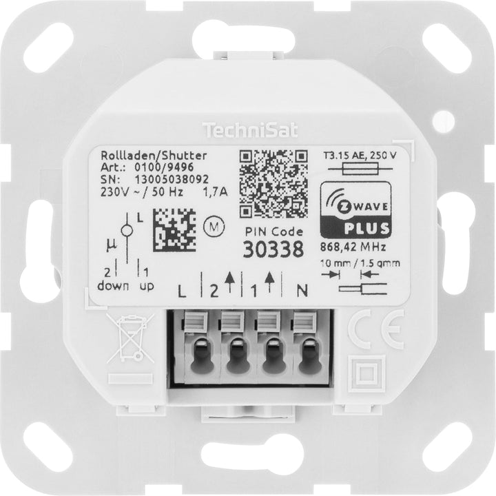 TechniSat Smart-Home Rollladenschalter-Einsatz mit Doppelwippe (Unterputzdose, Z-Wave Plus, smarte R