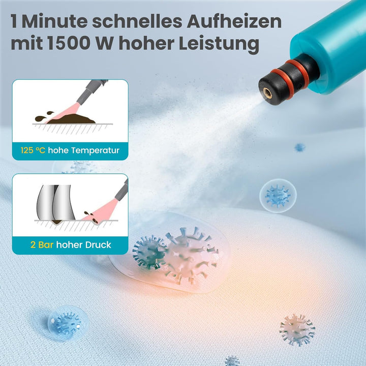 COSTWAY Dampfreiniger 1500W, Tank: 400 ML, Temperatur: bis zu 125℃, Aufheizzeit: 1 min., Dampfdruck: