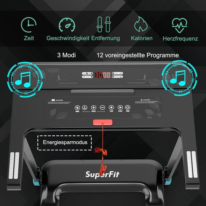 COSTWAY Elektrisches Laufband App-kontrolliert | Bluetooth | 3 Modi 12 voreingestellte Programme | L