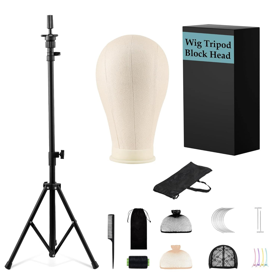 xnicx 23" Perückenkopf und Perückenständer Set,Perückenständer mit Perückenkopf, Wig Staand für Perü