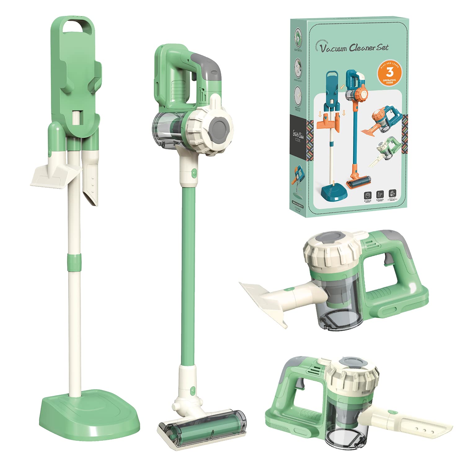 BAYMI 3-in-1 Kinderstaubsauger, Spielzeug Staubsauger für Kinder ab 3