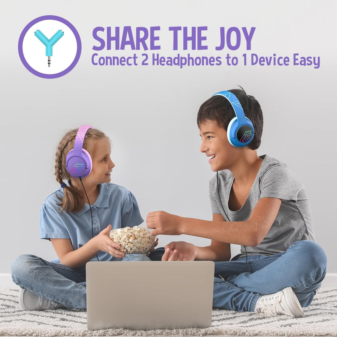 PowerLocus Bobo Bluetooth Kopfhörer Kinder, Kinderkopfhörer Over Ear mit 74/85/94dB Lautstärkebegren