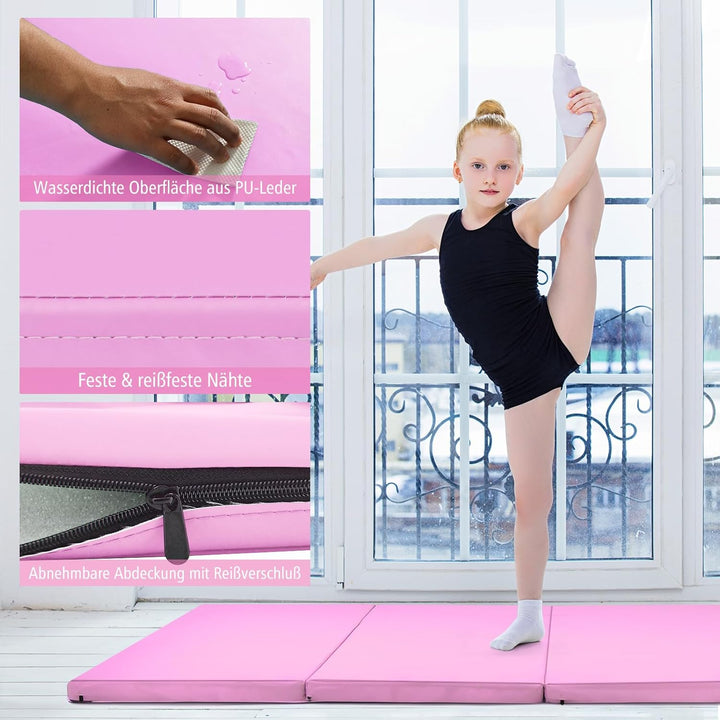 COSTWAY 240 x 120 x 5 cm Weichbodenmatte, Gymnastikmatte klappbar, Yogamatte mit Klettverschluss und