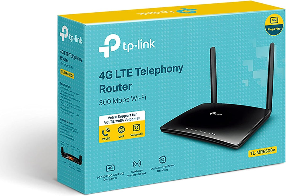 TP-Link TL-MR6500v 4G LTE Telefonie WLAN Router (150Mbit/s 4G Download Geschwindigkeit, 300Mbit/s WL