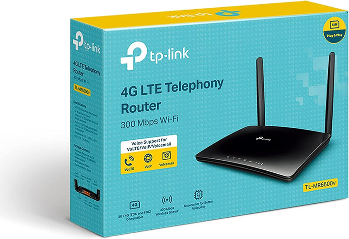 TP-Link TL-MR6500v 4G LTE Telefonie WLAN Router (150Mbit/s 4G Download Geschwindigkeit, 300Mbit/s WL