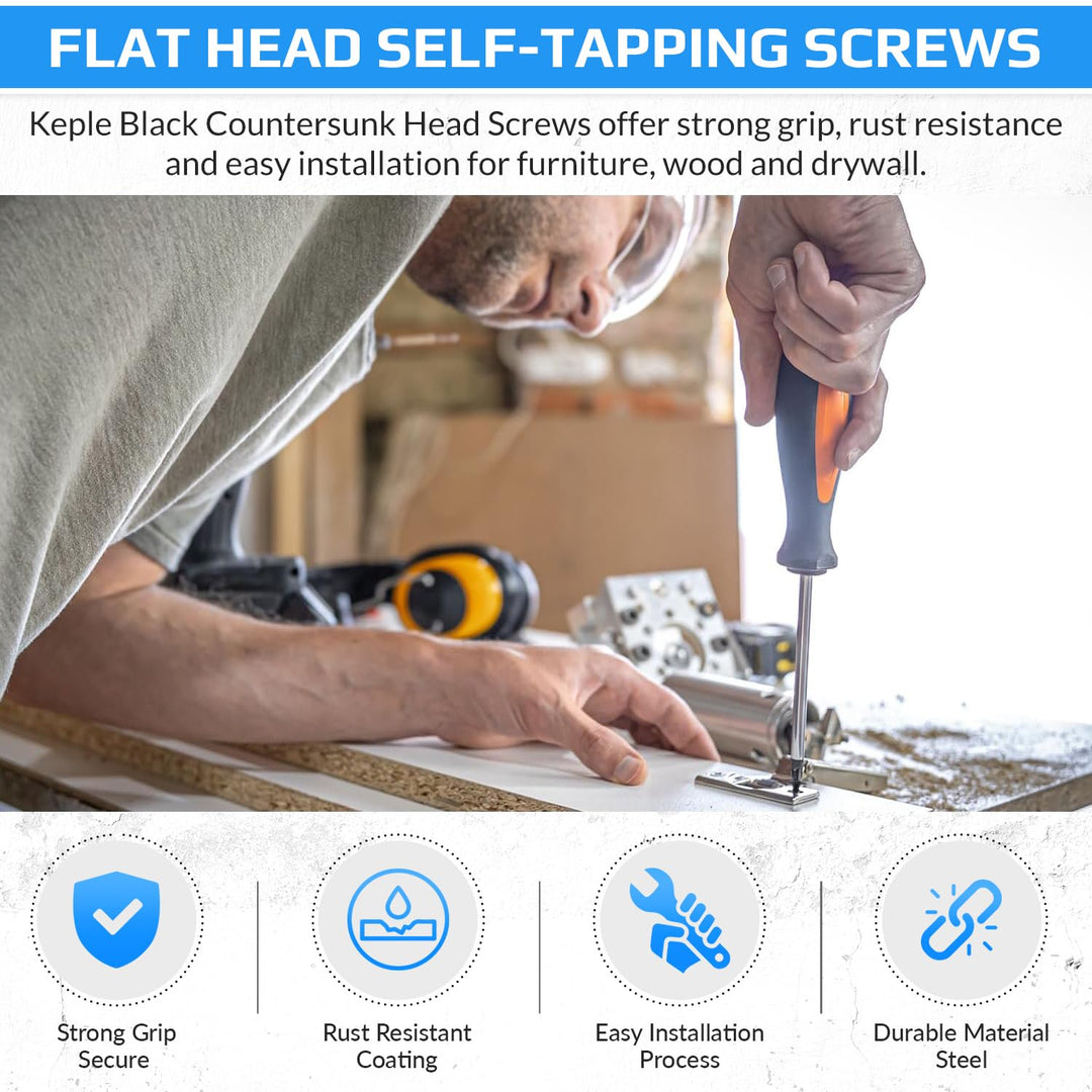 3.5x41mm Schwarze Trockenbauschrauben, Selbstschneidend, Phillips-Senkkopf, Grobgewinde, Scharfer Pu