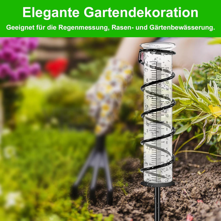 CHIVENIDO 17cm Regenmesser für Garten Frostsicher, Outdoor Regenmesser Glas Regenwassermesser Nieder