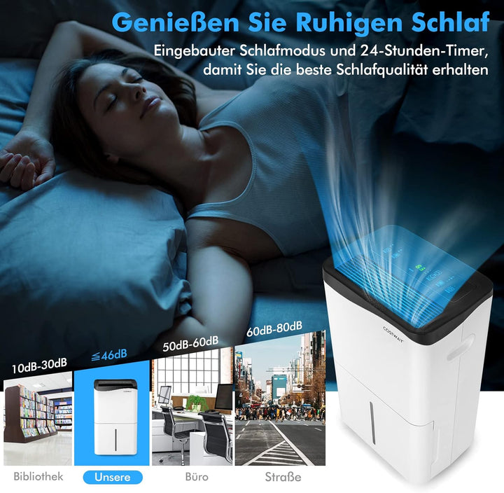 COSTWAY Mobile Entfeuchter Luftentfeuchter elektrisch Dehumidifier Raumentfeuchter 25L/24h, Raumgrös