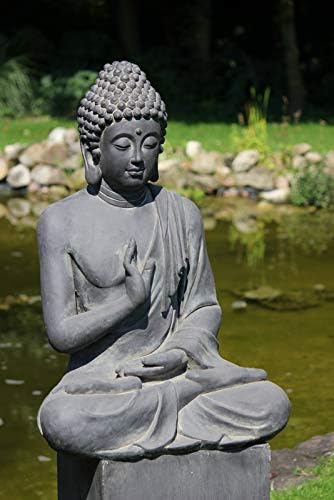 Figur Buddha sitzend mt Handgeste - für Haus und Garten - Höhe 73 cm - schwarz