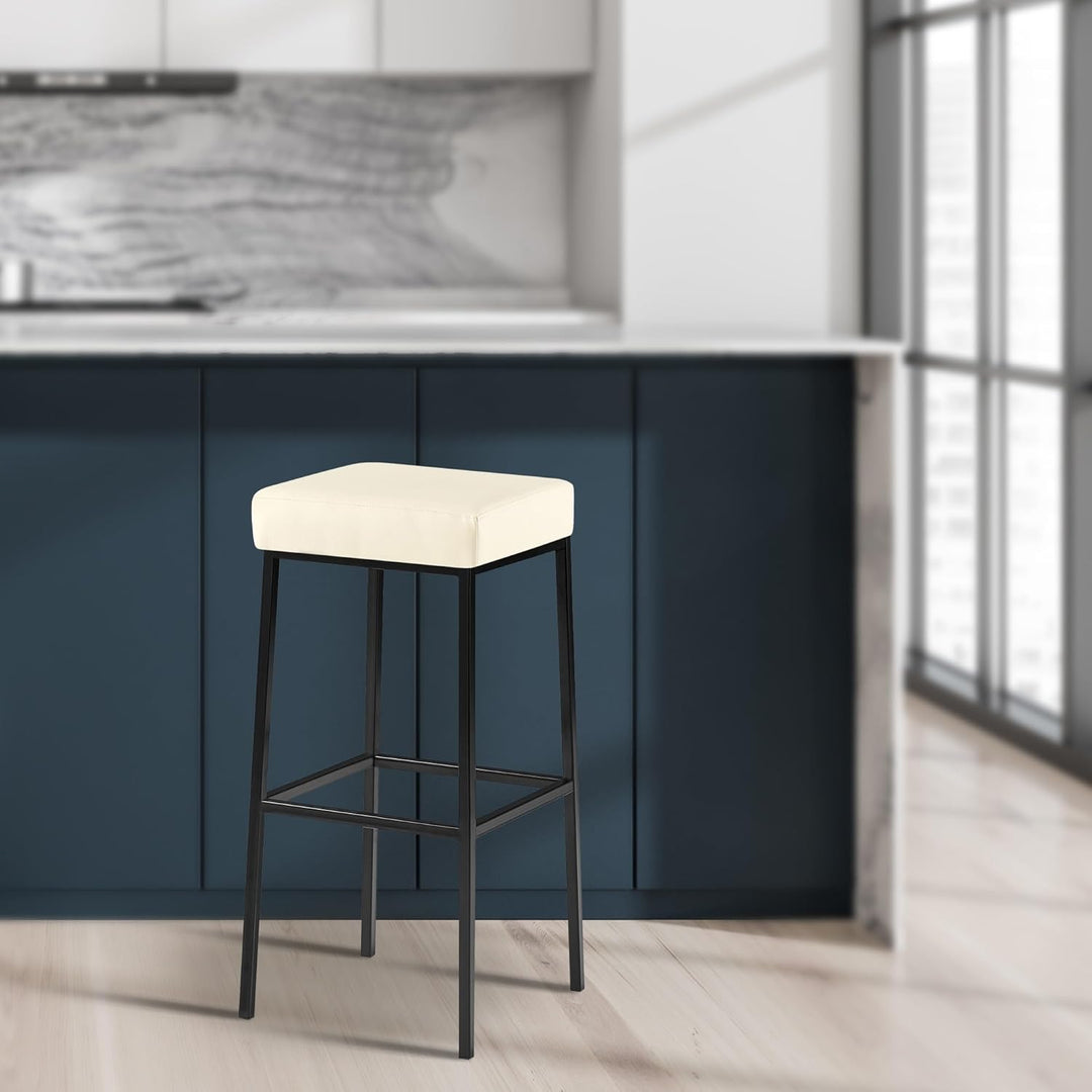 CLP Barhocker Montreal I Gepolsterter Barstuhl mit Kunstlederbezug I Tresenhocker mit Metallgestell,